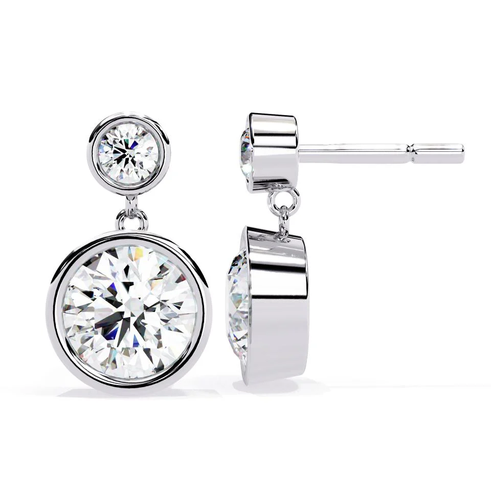 Two Stone Diamond Earrings - Image 3