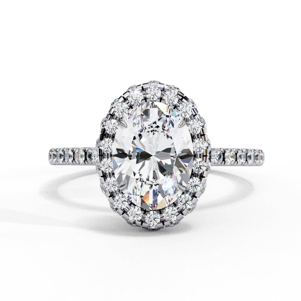 Oval Unique Halo Engagement Ring - Image 3