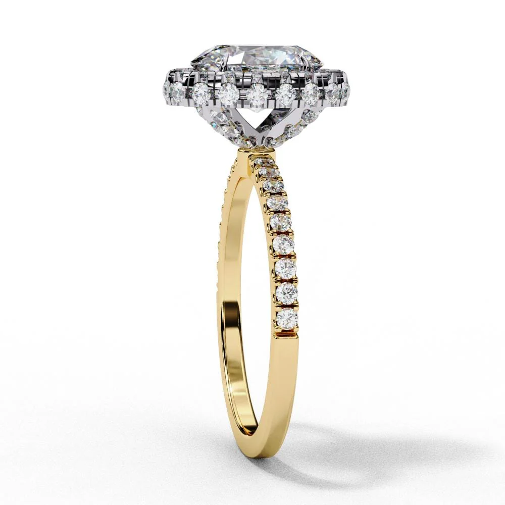 Oval Unique Halo Engagement Ring - Image 7