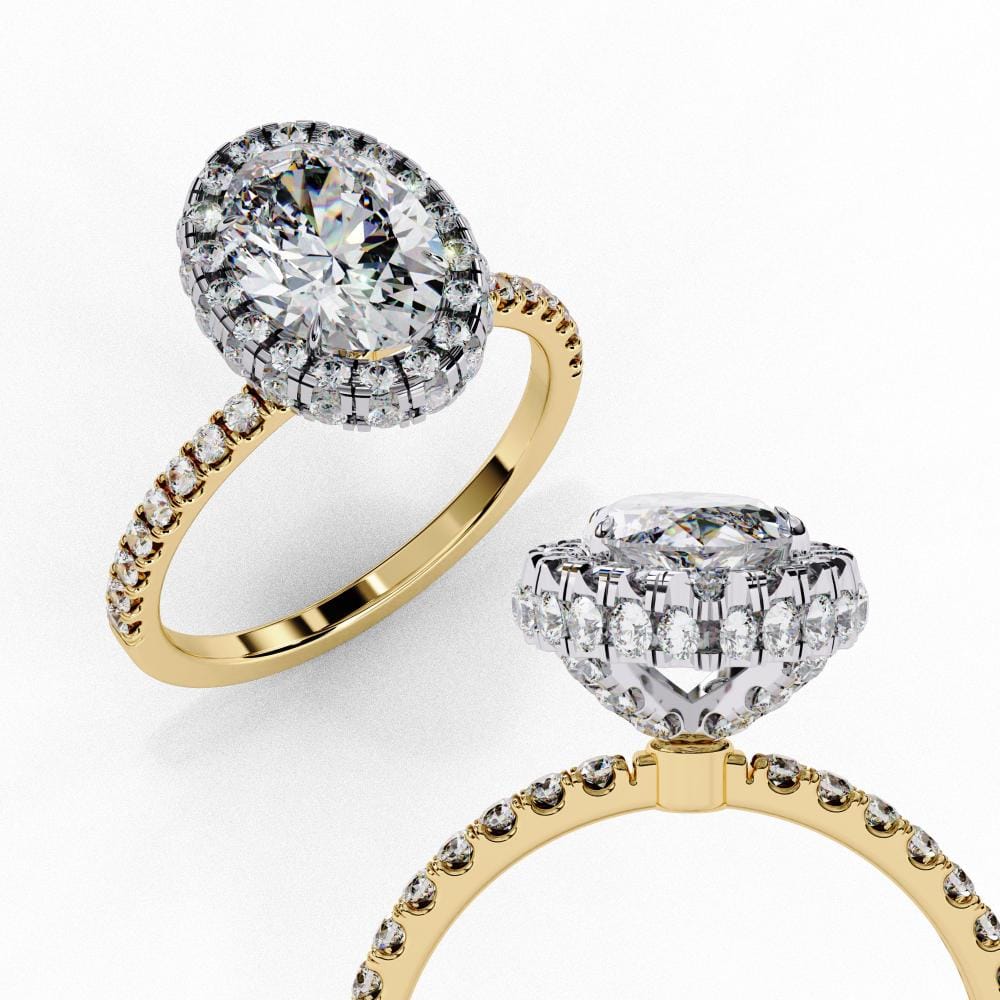 Oval Unique Halo Engagement Ring - Image 8