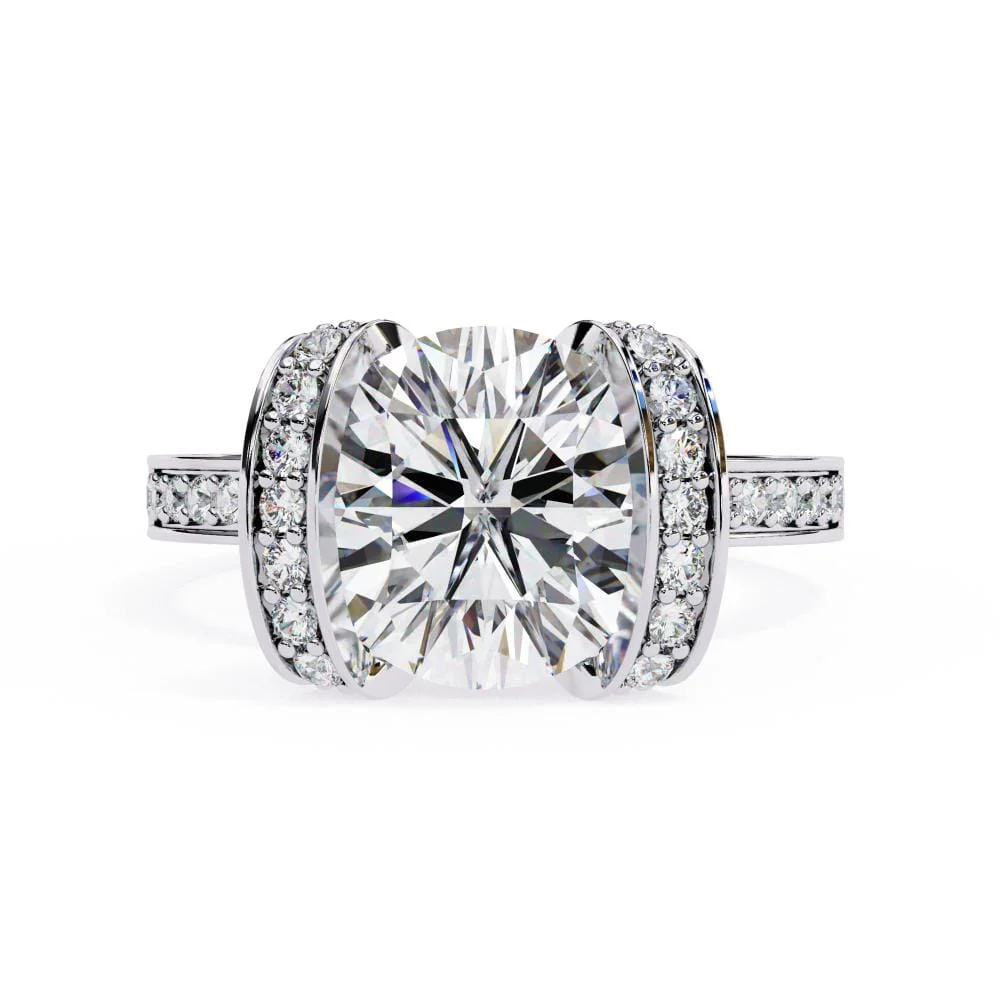 Round Unique Set With Accent Engagement ring - Image 3