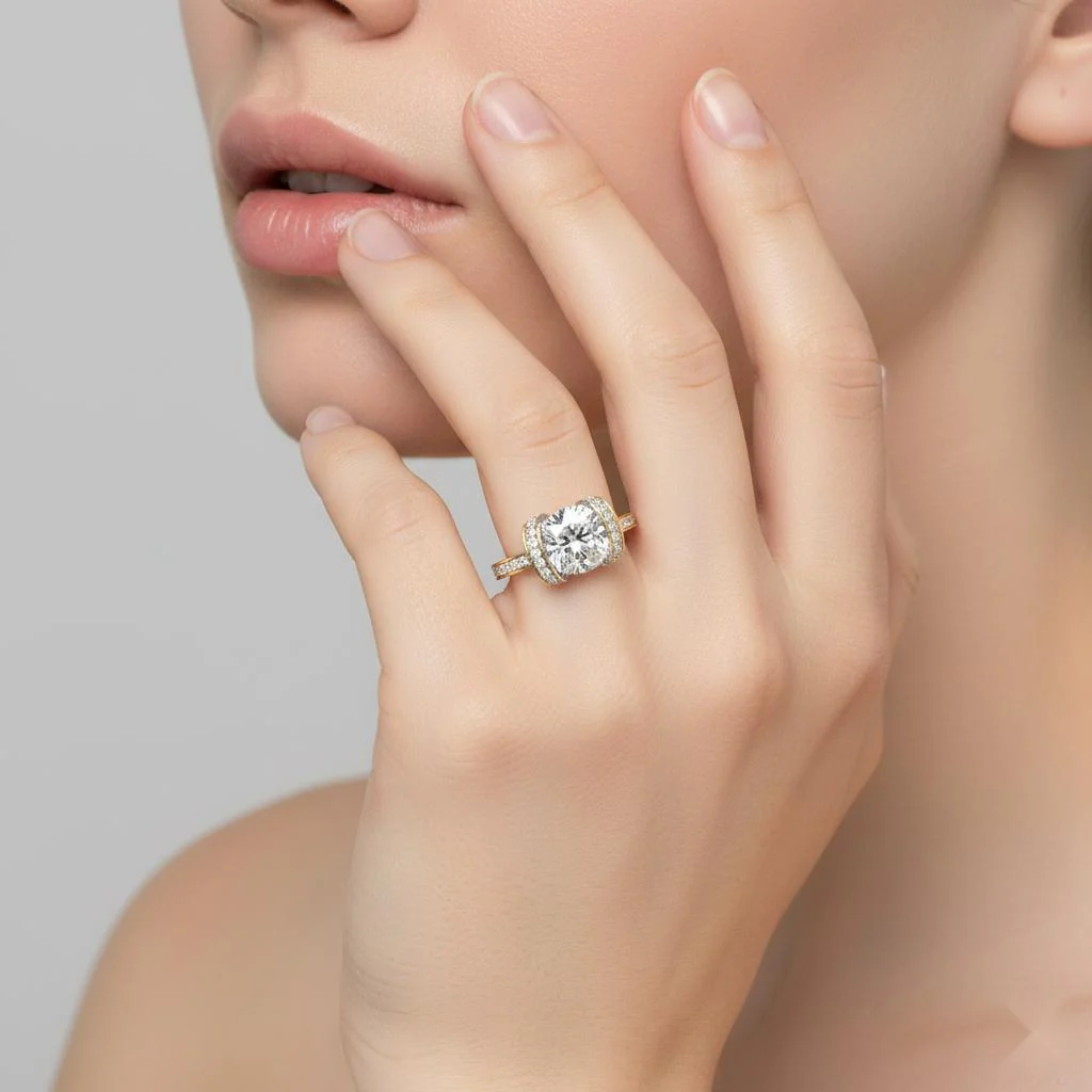 Round Unique Set With Accent Engagement ring - Image 4