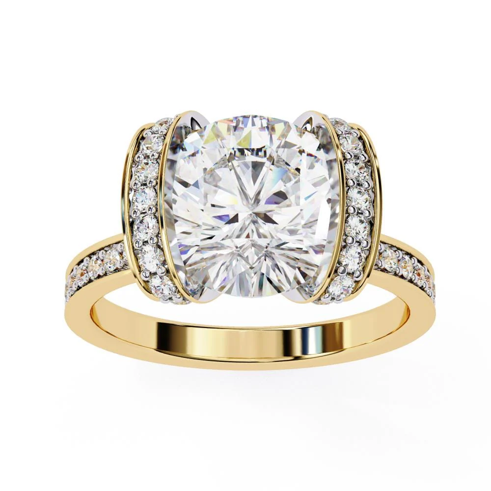Round Unique Set With Accent Engagement ring - Image 5