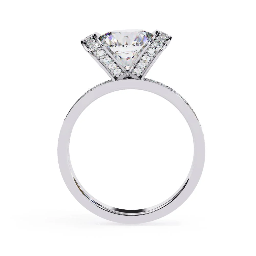 Round Unique Set With Accent Engagement ring - Image 8