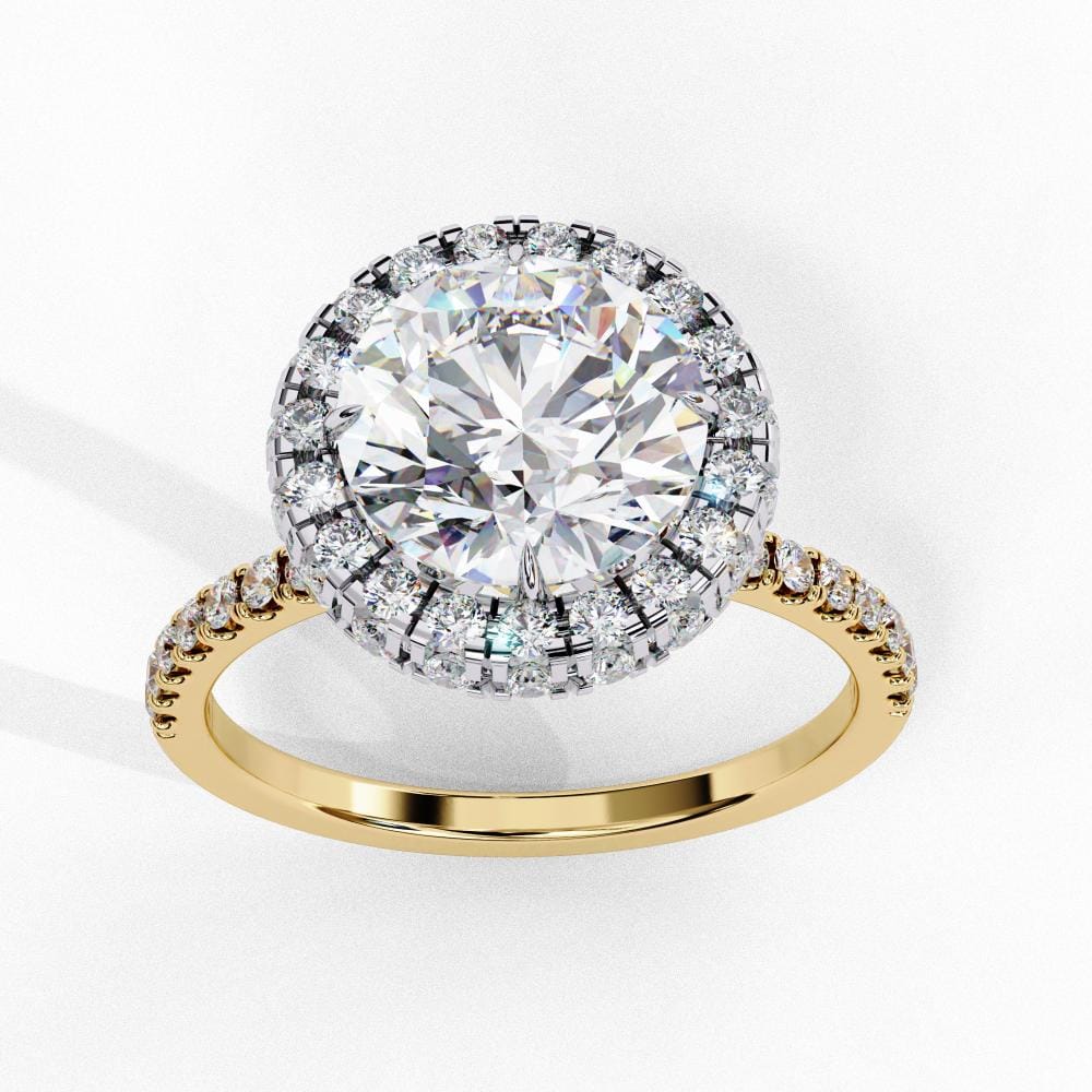 Round Unique Halo Engagement Ring - Image 5