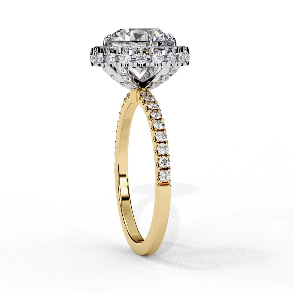 Round Unique Halo Engagement Ring - Image 7