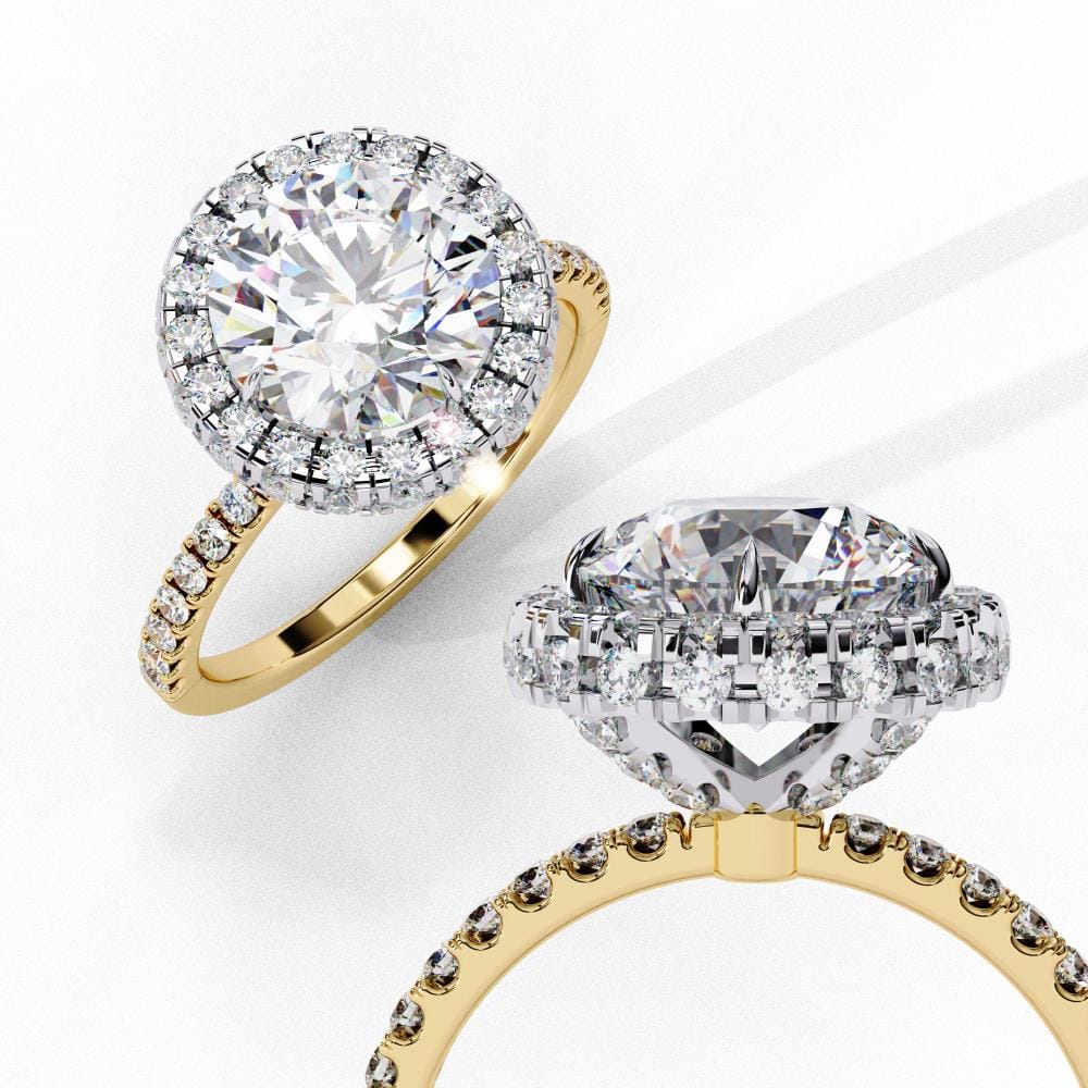 Round Unique Halo Engagement Ring - Image 8