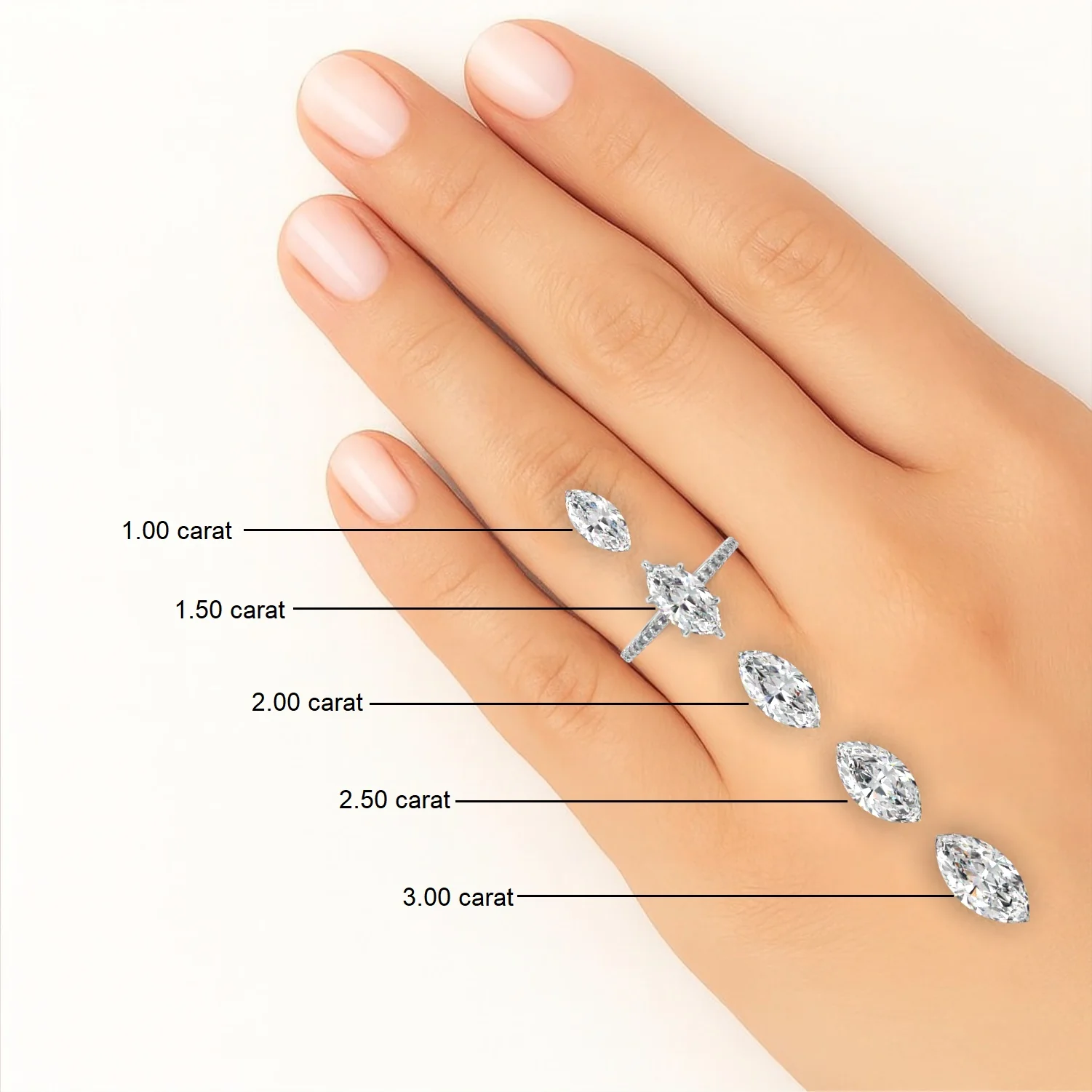 Marquise Hidden Halo with Pave Engagement ring - Image 10