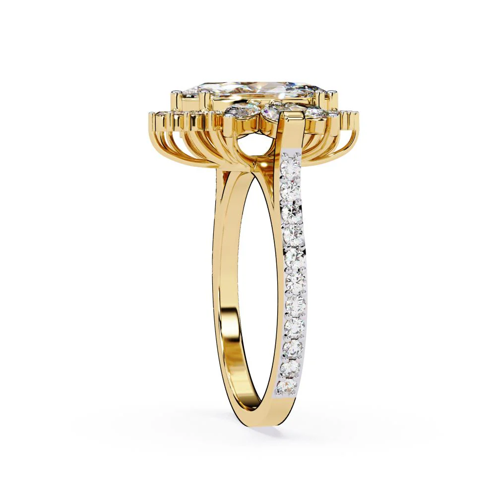 Marquise Sunburst Style Engagement Ring - Image 6