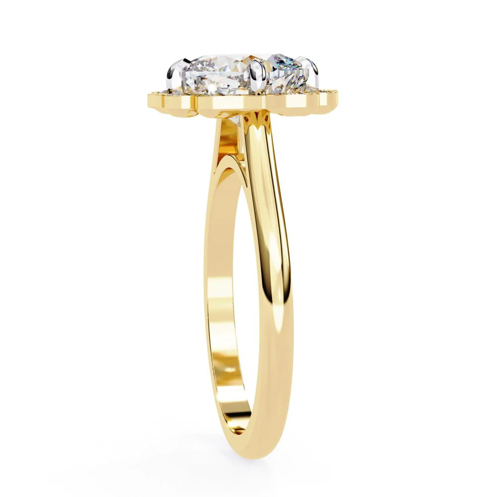 Cushion Vintage Floral Halo Engagement Ring - Image 7