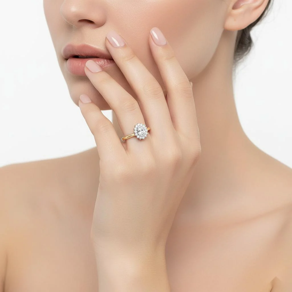 Oval Vintage Halo Engagement Ring - Image 4