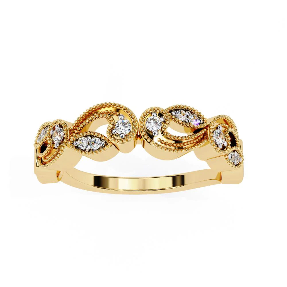 Vintage Style Half Milgrain Wedding Band - Image 5