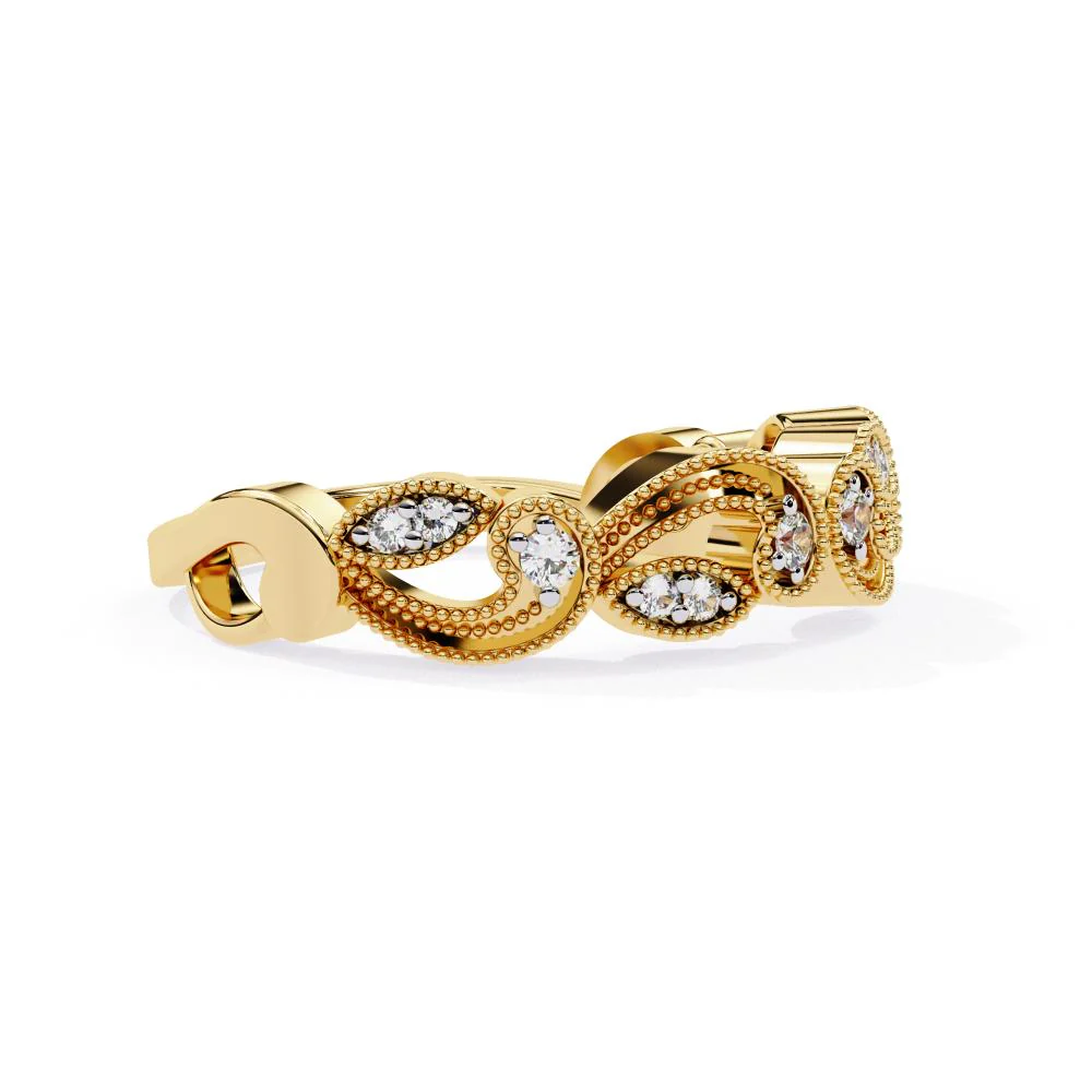 Vintage Style Half Milgrain Wedding Band - Image 6