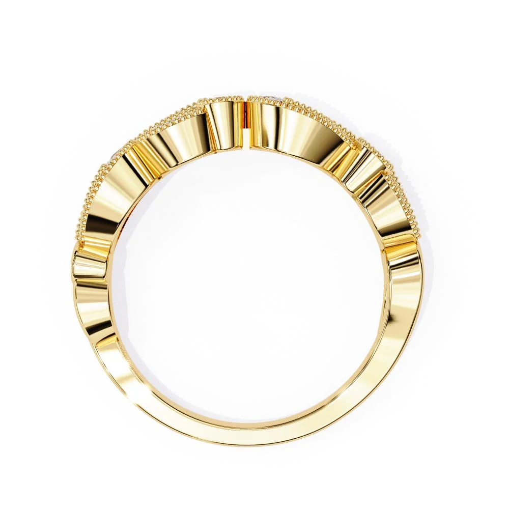 Vintage Style Half Milgrain Wedding Band - Image 7