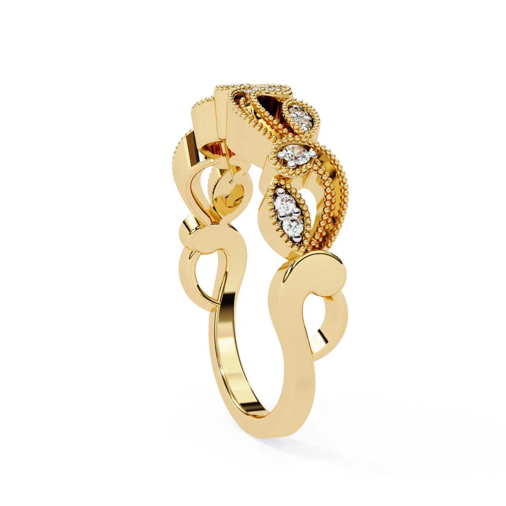 Vintage Style Half Milgrain Wedding Band - Image 8